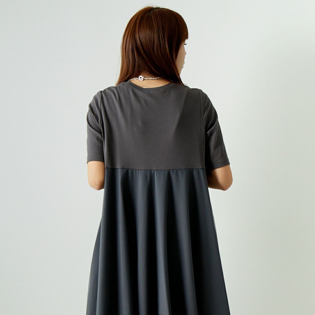 Jeans Factory Clothes [ジーンズファクトリークローズ] チュール切替ワンピース [21241064] 003 ﾁｬｺｰﾙ