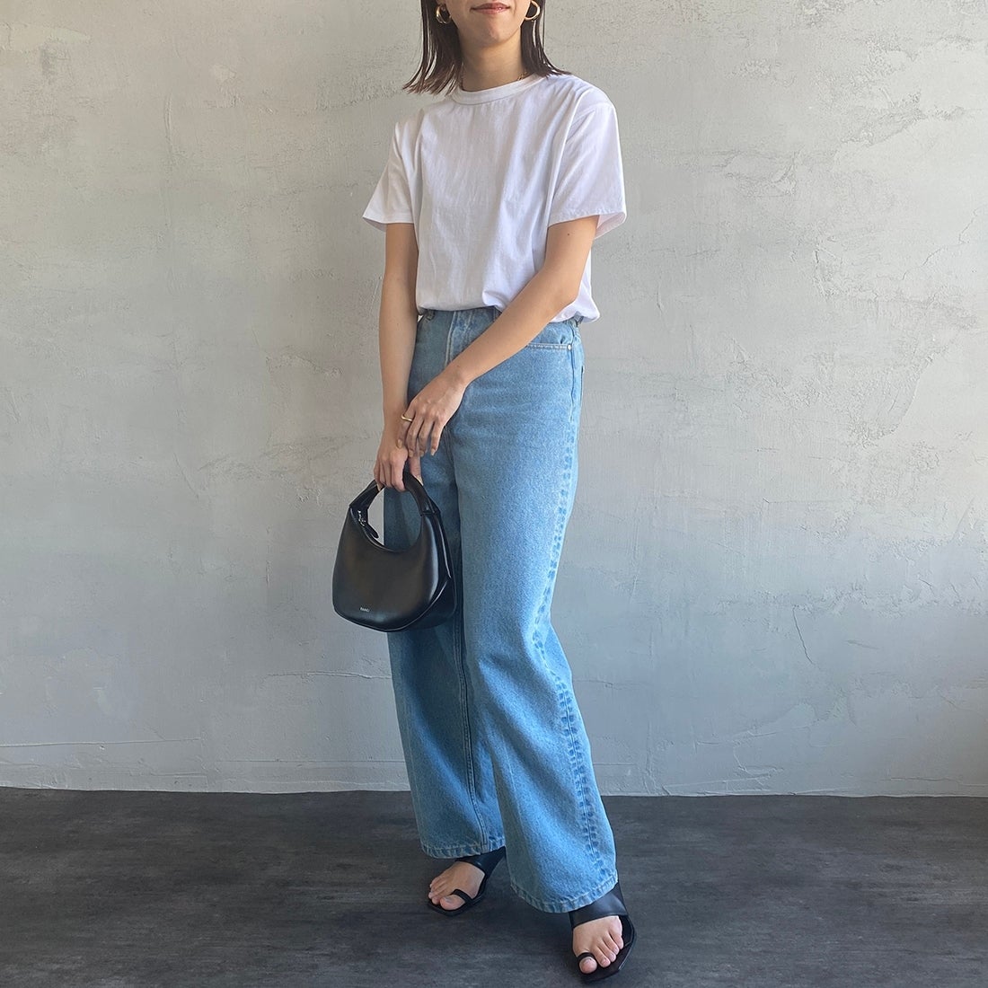 THE SHINZONE [ザ シンゾーン] コットンパックTシャツ [20SMSCU66] 85 W/BORDE &&モデル身長：163cm 着用サイズ：F0&&