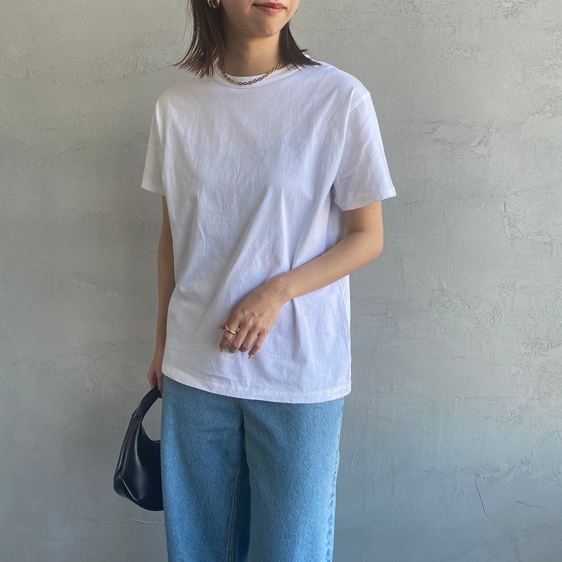 THE SHINZONE [ザ シンゾーン] コットンパックTシャツ [20SMSCU66] 85 W/BORDE &&モデル身長：163cm 着用サイズ：F0&&