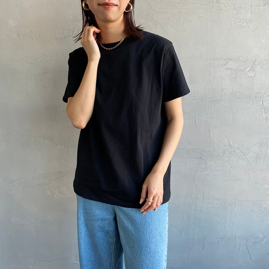 THE SHINZONE [ザ シンゾーン] コットンパックTシャツ [20SMSCU66] 00 MULTI &&モデル身長：163cm 着用サイズ：F0&&