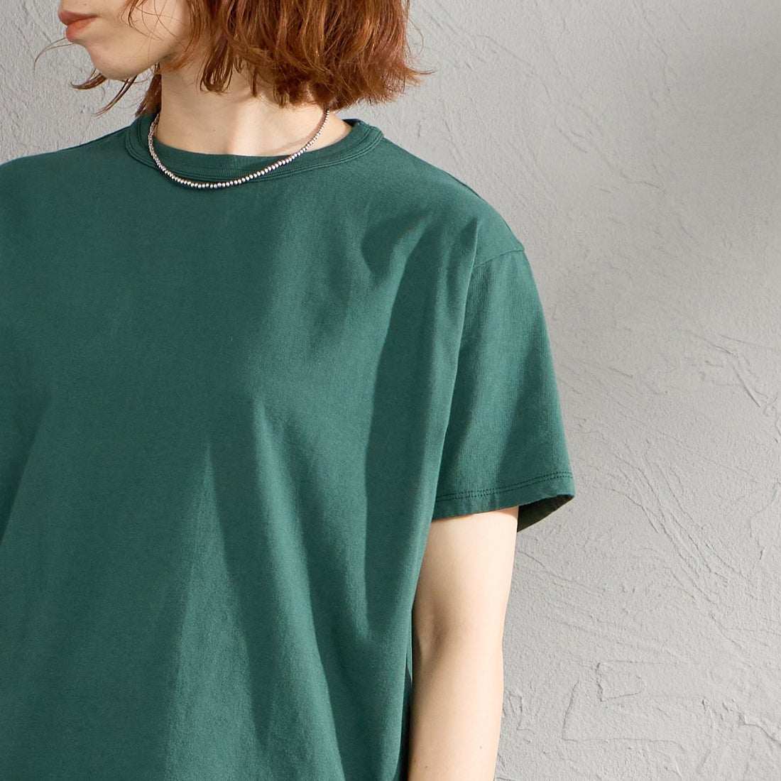 THE SHINZONE [ザ シンゾーン] コットンパックTシャツ [20SMSCU66] 76 MOSS GR &&モデル身長：158cm 着用サイズ：F0&&