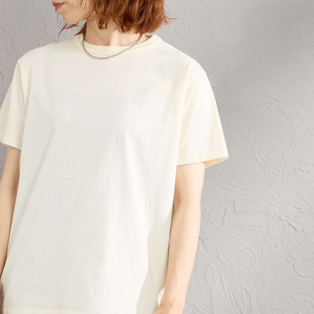 THE SHINZONE [ザ シンゾーン] コットンパックTシャツ [20SMSCU66] 76 MOSS GR &&モデル身長：158cm 着用サイズ：F0&&