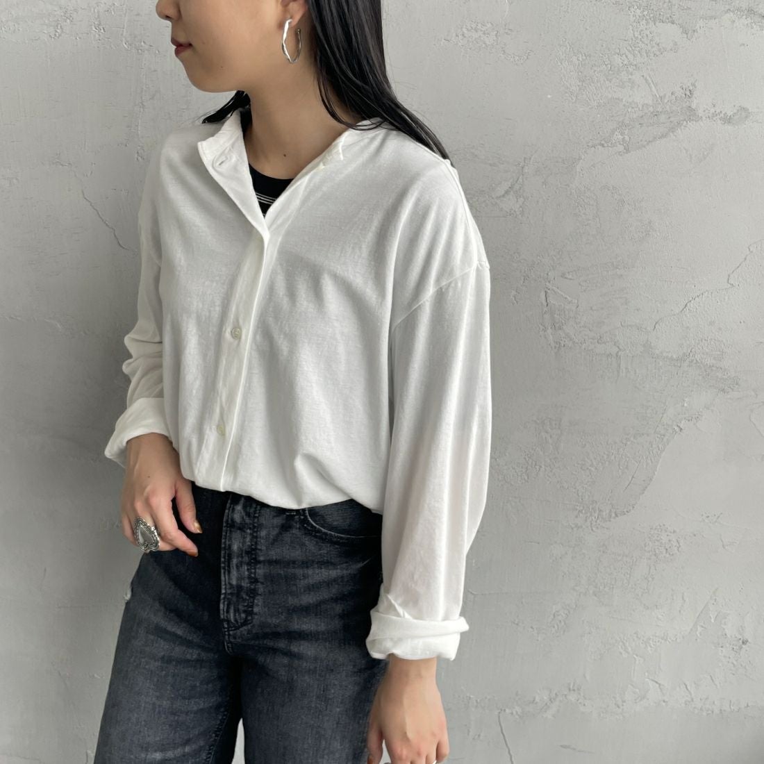 THE SHINZONE [ザ シンゾーン] ハイツイストコットンカーディガン [20SMSCU53] 01 WHITE &&モデル身長：156cm 着用サイズ：F0&&