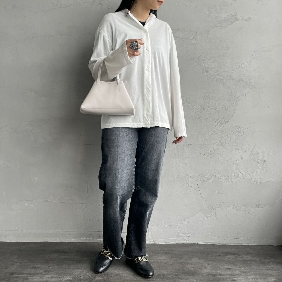 THE SHINZONE [ザ シンゾーン] ハイツイストコットンカーディガン [20SMSCU53] 01 WHITE &&モデル身長：156cm 着用サイズ：F0&&