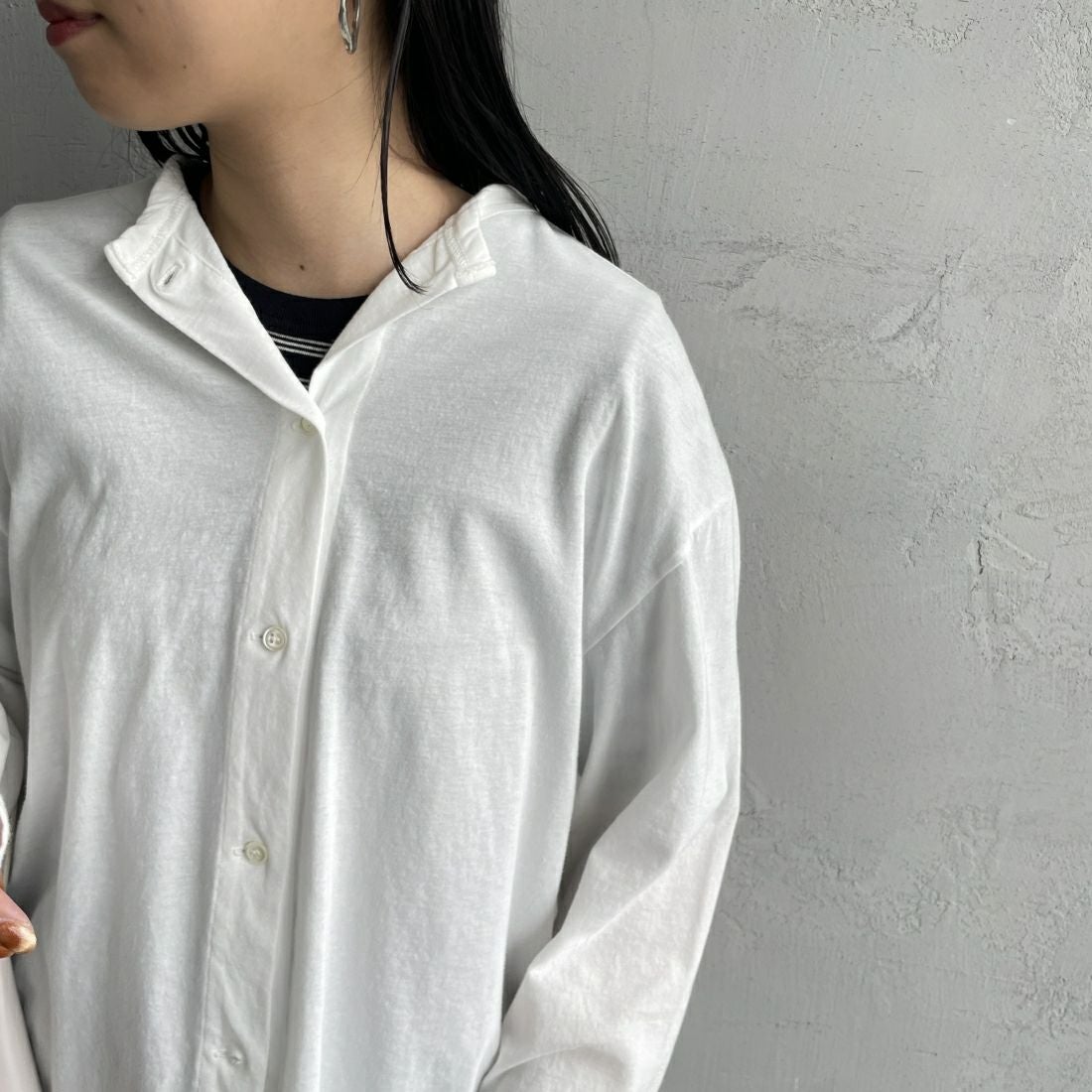 THE SHINZONE [ザ シンゾーン] ハイツイストコットンカーディガン [20SMSCU53] 01 WHITE &&モデル身長：156cm 着用サイズ：F0&&