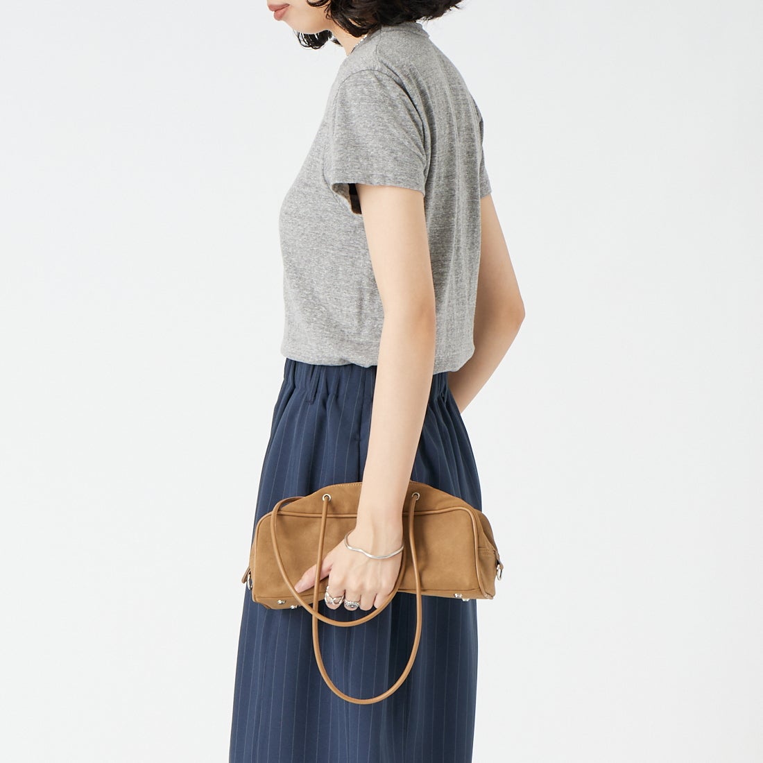 THE SHINZONE [ザ シンゾーン] コットンクルーネックTシャツ [14SMSCU22] 06 GRAY &&モデル身長：162cm 着用サイズ：F0&&