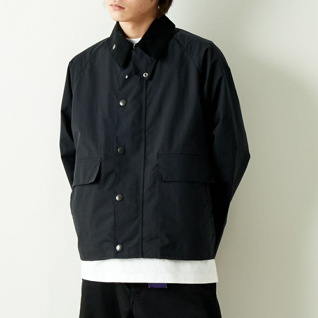 Barbour [バブアー] BORROWDALE / ボロウデイル ショートブルゾン [241MCAG013] 20 BLACK &&モデル身長：182cm 着用サイズ：38&&