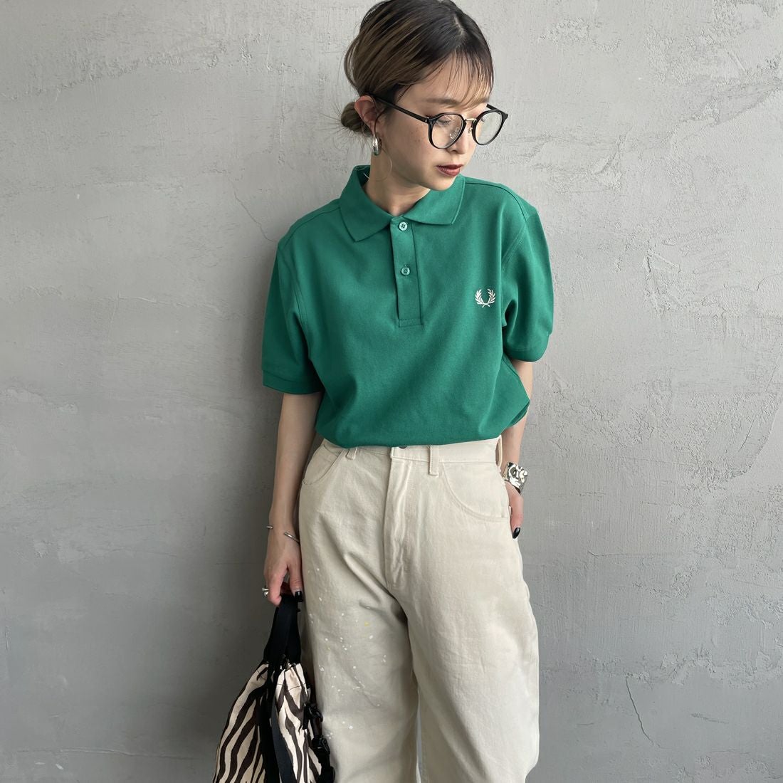 FRED PERRY [フレッドペリー] 鹿の子ポロシャツ [M6000] Y37 LABEL &&モデル身長：150cm 着用サイズ：S&&