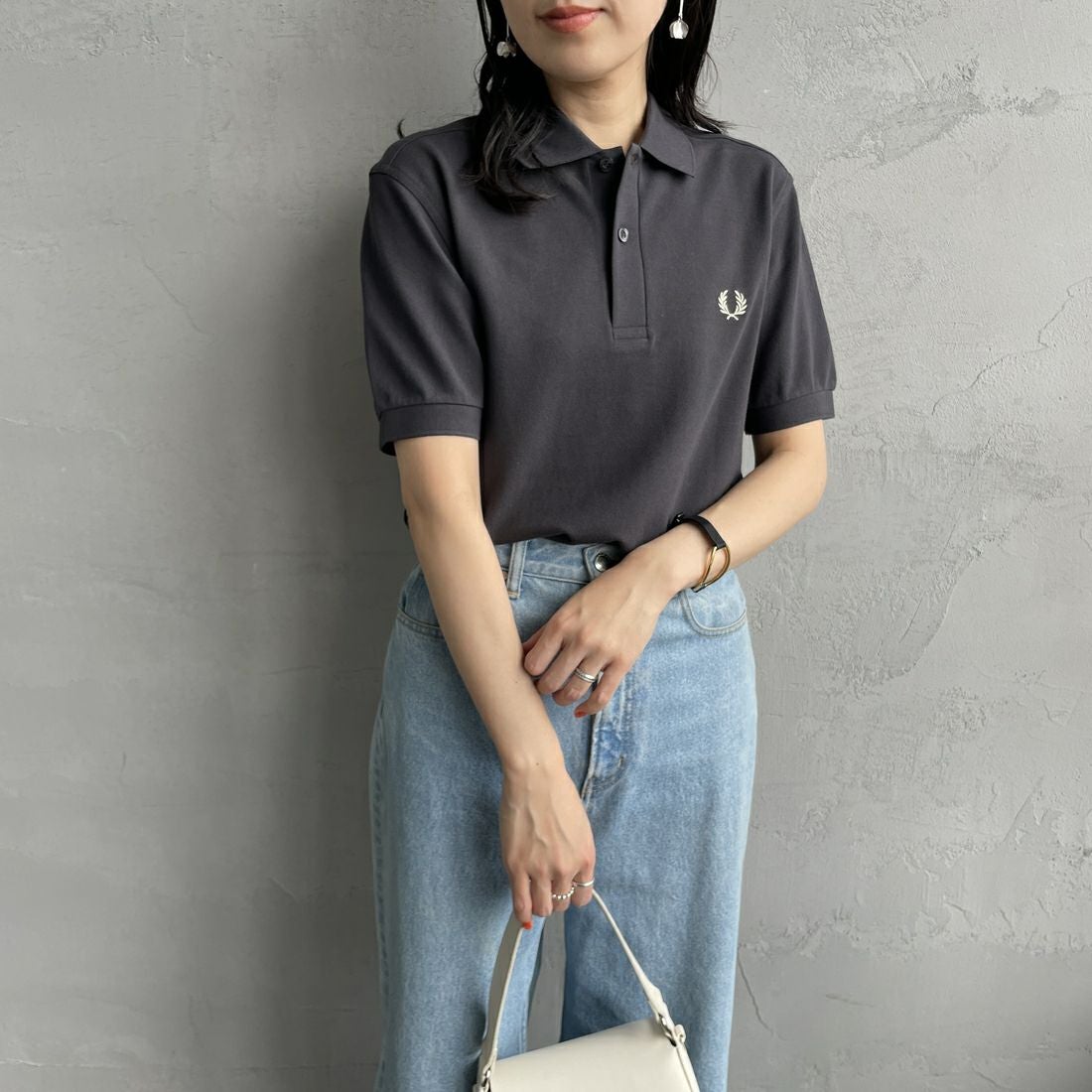 FRED PERRY [フレッドペリー] 鹿の子ポロシャツ [M6000] V56 ANCHR &&モデル身長：160cm 着用サイズ：S&&