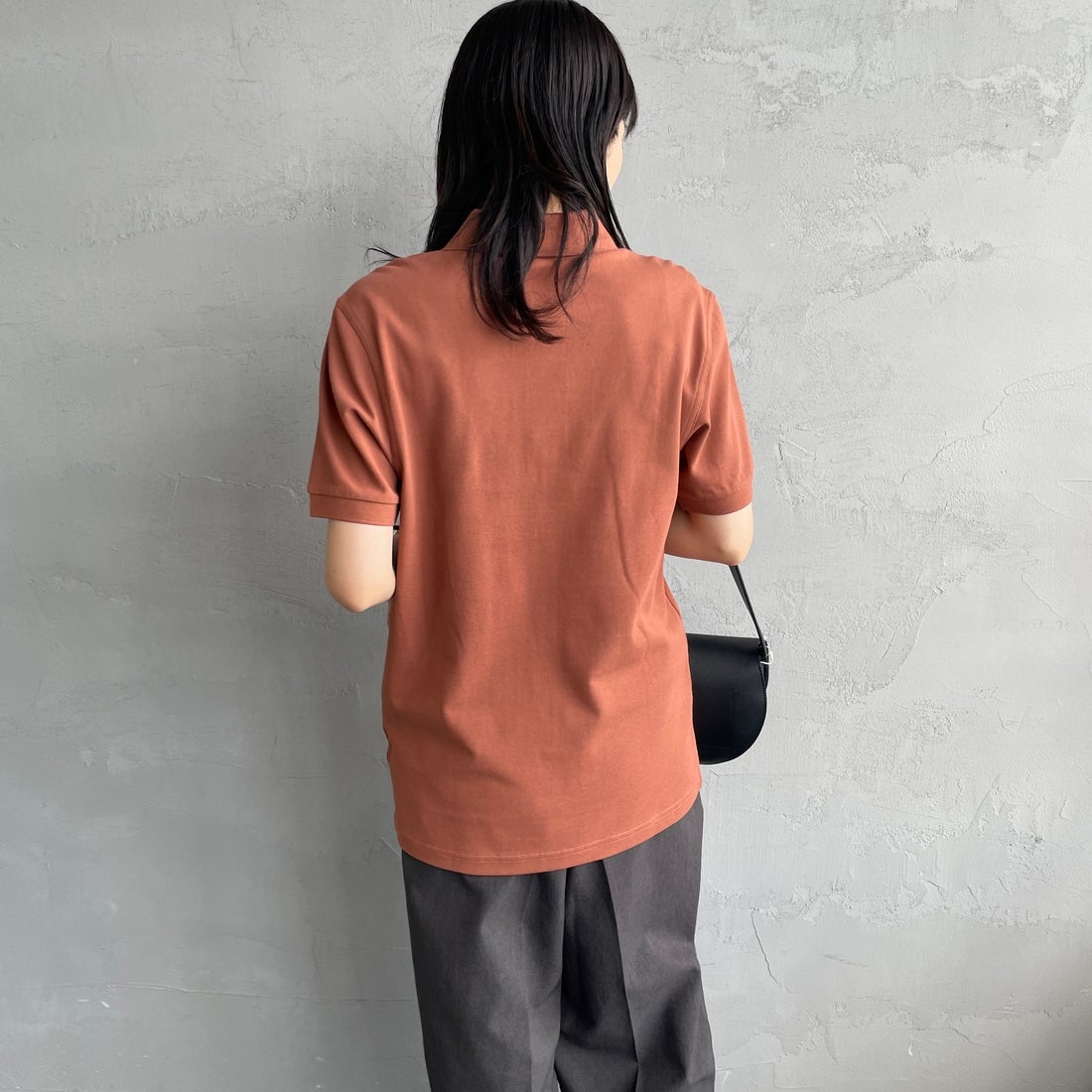 FRED PERRY [フレッドペリー] 鹿の子ポロシャツ [M6000] Y52 CINNAM &&モデル身長：160cm 着用サイズ：S&&