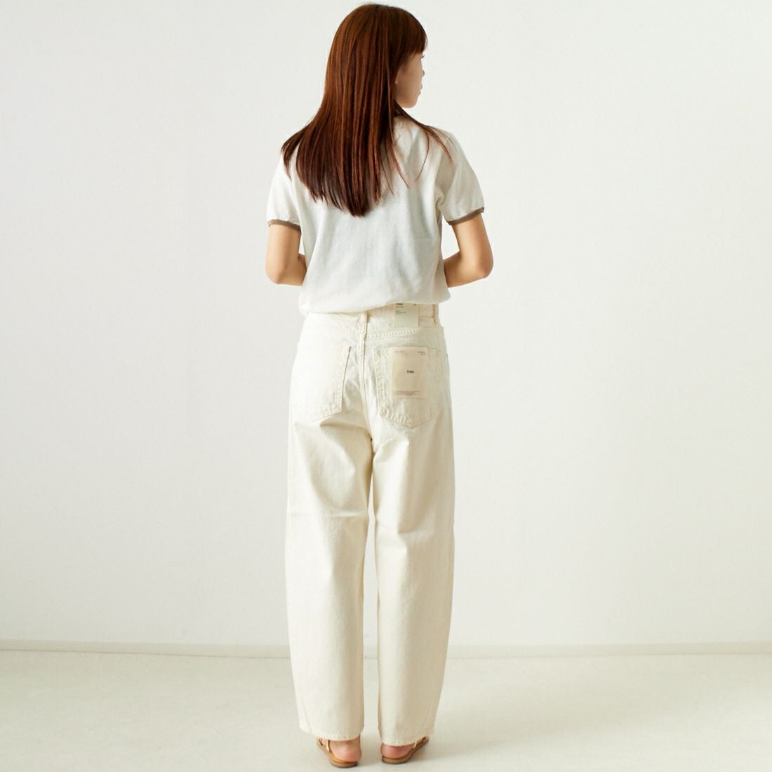 Jeans Factory Clothes [ジーンズファクトリークローズ] シアー配色半袖ニット [11242830] ｵﾌ &&モデル身長：167cm 着用サイズ：F&&