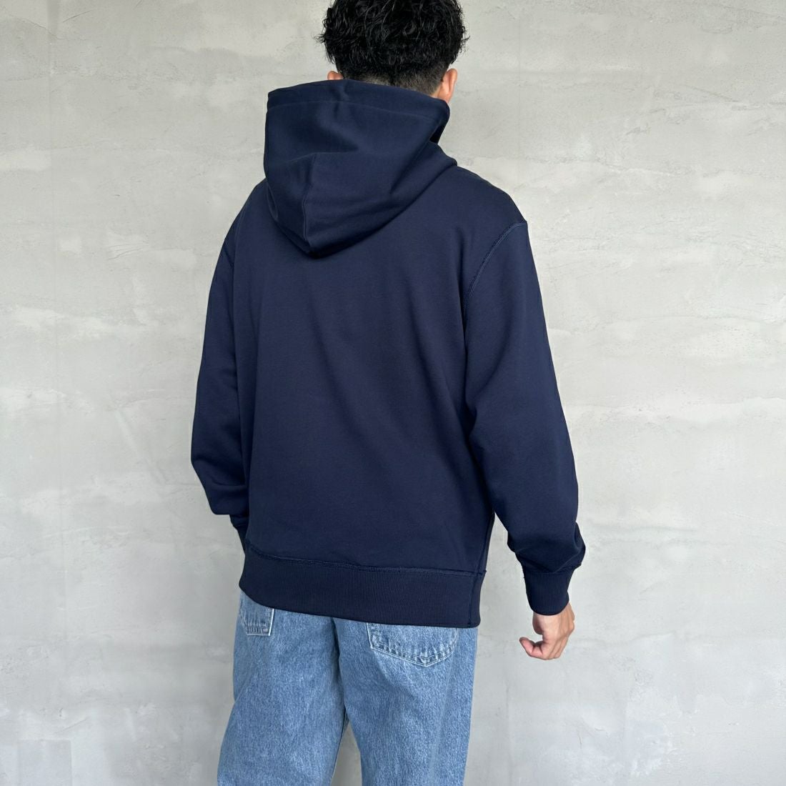 LACOSTE [ラコステ] プレミアムスウェットフーディー [SH6925] 166 NAVY B &&モデル身長：168cm 着用サイズ：4&&