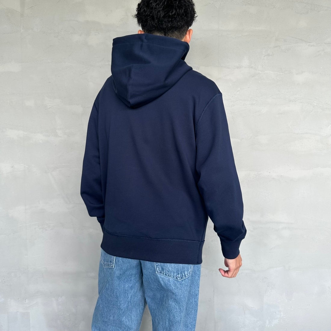LACOSTE [ラコステ] プレミアムスウェットフーディー [SH6925] 166 NAVY B &&モデル身長：168cm 着用サイズ：4&&