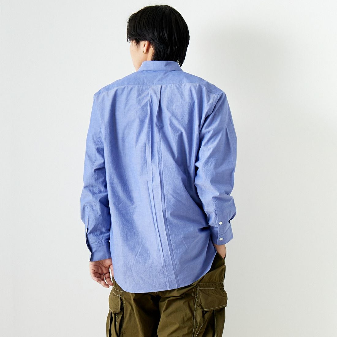 Noir Fabrik [ヌワールファブリック] シャンブレーワッシャーベーシックシャツ [BN0123-401] ﾛｲﾔﾙﾌﾞﾙｰ &&モデル身長：179cm 着用サイズ：M&&