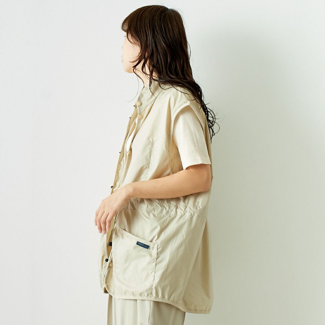 LAVENHAM [ラベンハム] ギャザーウエストベスト [LV7041] I17 NATURA &&モデル身長：167cm 着用サイズ：M&&