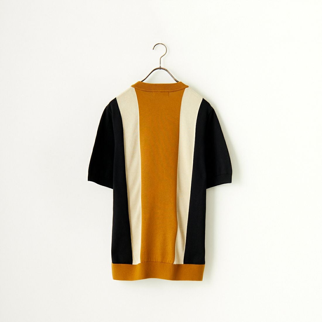 FRED PERRY [フレッドペリー] ストライプ ファインニットTシャツ [K7853] U57 BLK/OA