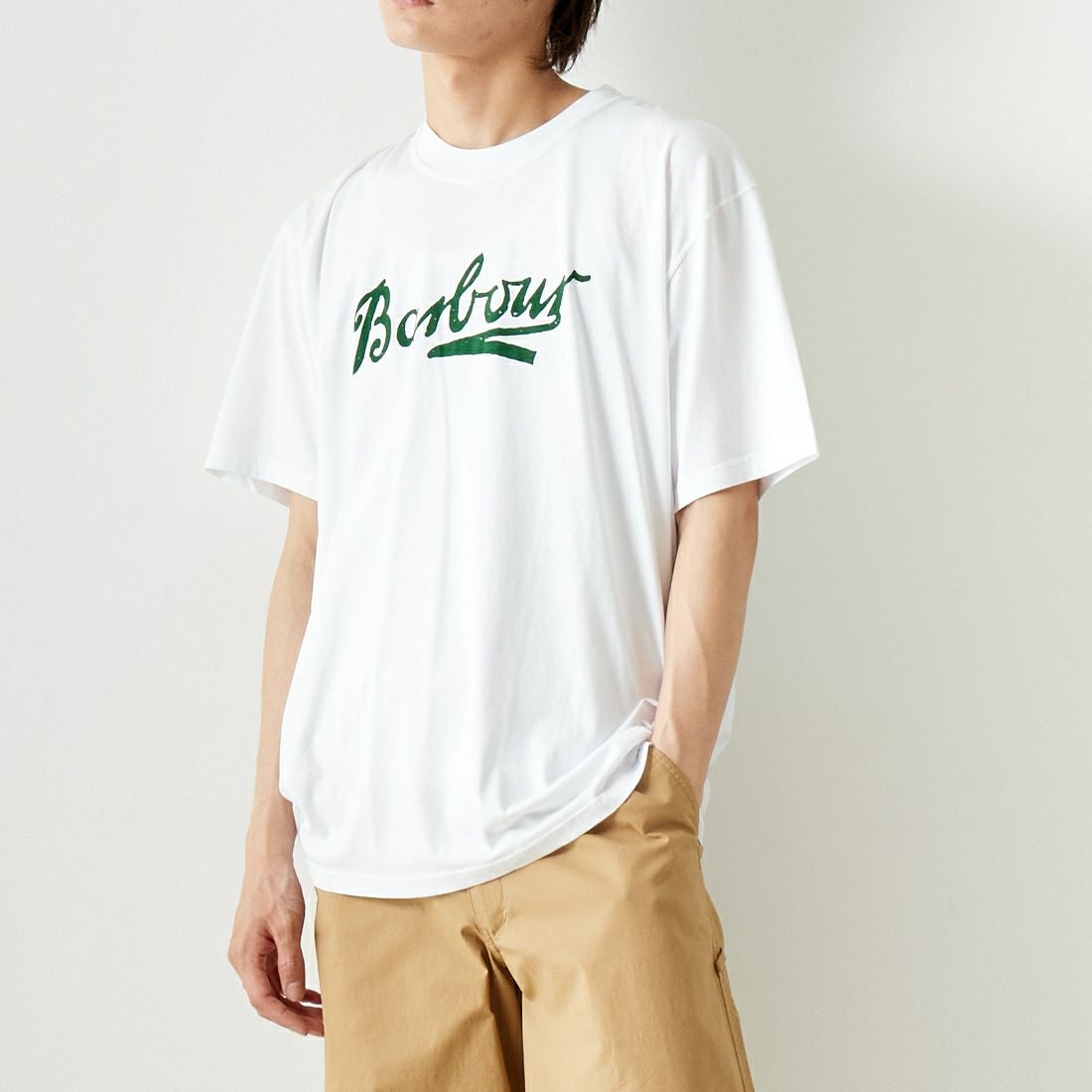 Barbour [バブアー] Grainger アーカイブ ロゴ リラックスフィット Tシャツ [MTS1259] WHITE