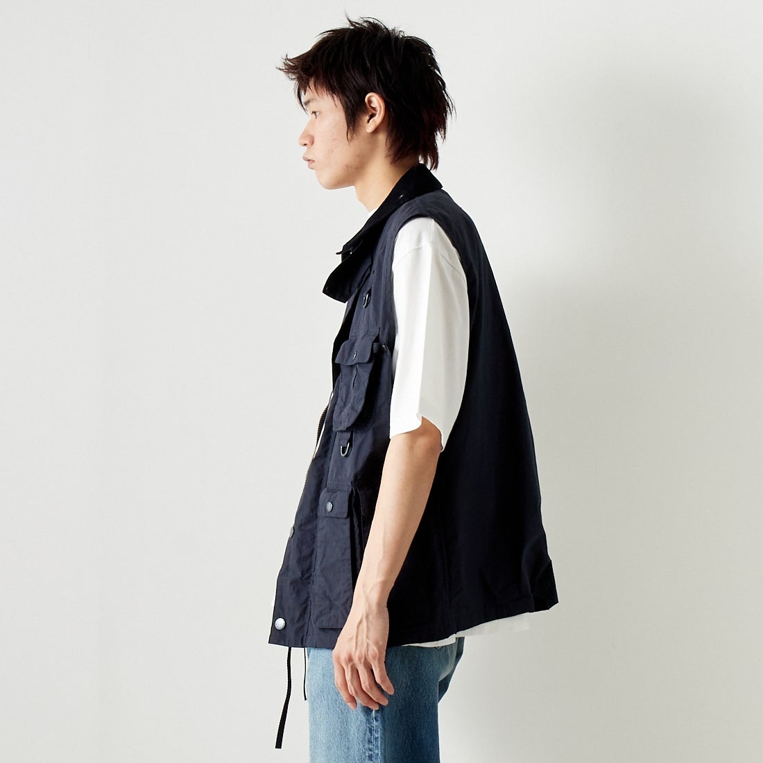 Barbour [バブアー] モディファイド トランスポート ベスト [MGI0246] DK NAVY &&モデル身長：182cm 着用サイズ：M&&