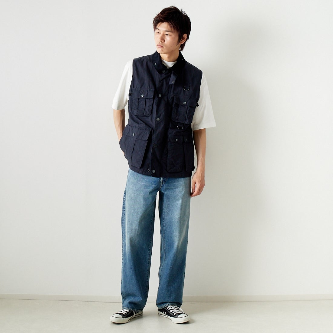 Barbour [バブアー] モディファイド トランスポート ベスト [MGI0246] DK NAVY &&モデル身長：182cm 着用サイズ：M&&