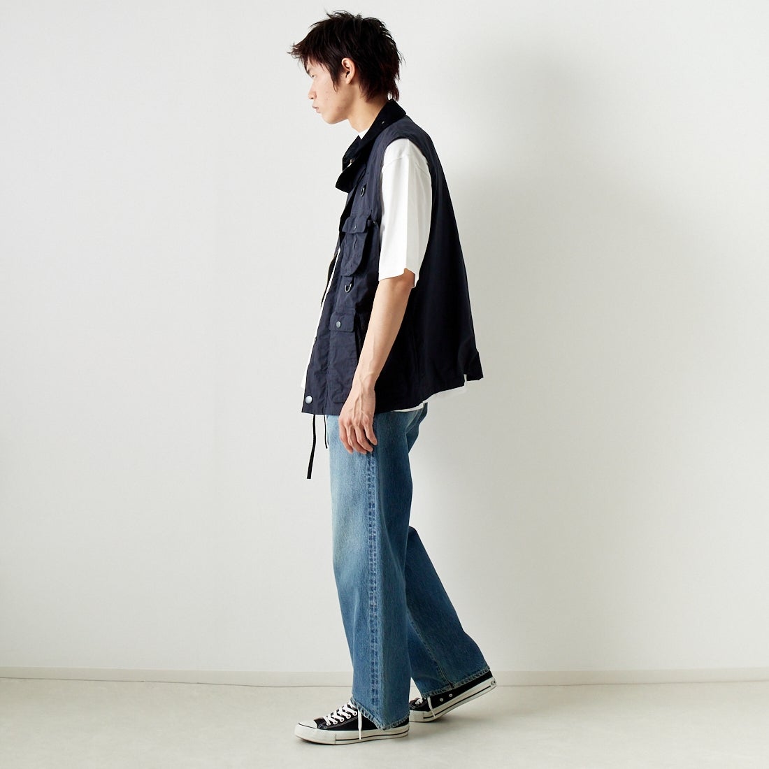 Barbour [バブアー] モディファイド トランスポート ベスト [MGI0246] DK NAVY &&モデル身長：182cm 着用サイズ：M&&