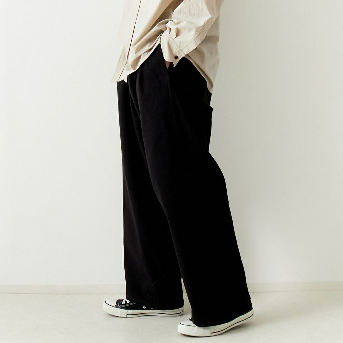 BASISBROEK [バージスブルック] HEART イージーパンツ [BJ-79CLT] BLACK &&モデル身長：179cm 着用サイズ：3&&