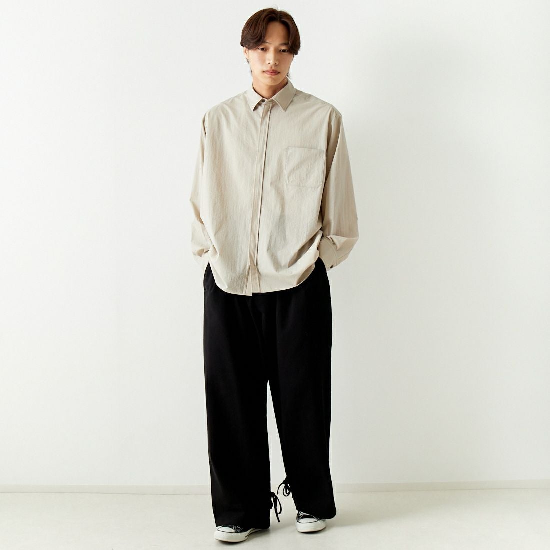 BASISBROEK [バージスブルック] HEART イージーパンツ [BJ-79CLT] BLACK &&モデル身長：179cm 着用サイズ：3&&