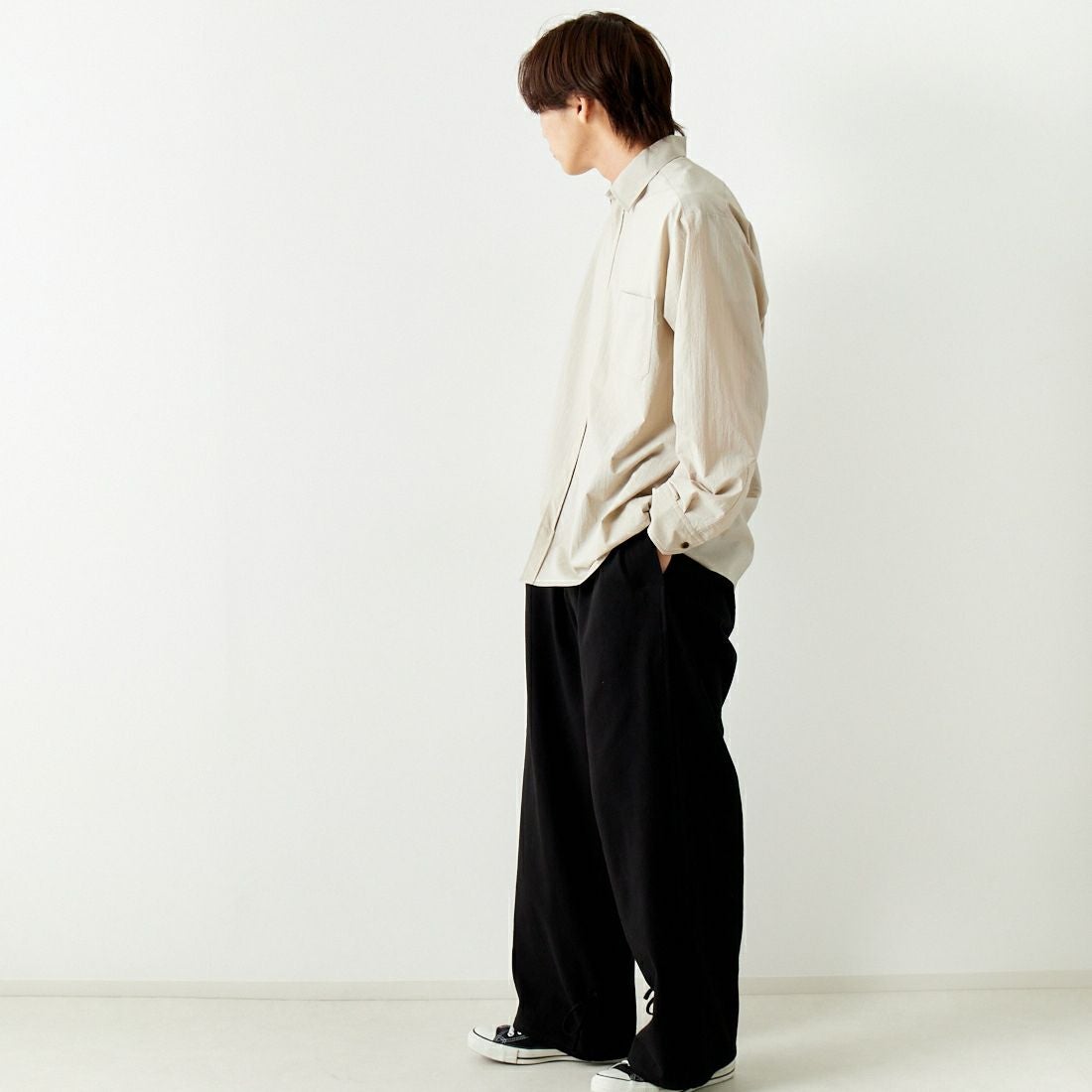 BASISBROEK [バージスブルック] HEART イージーパンツ [BJ-79CLT] BLACK &&モデル身長：179cm 着用サイズ：3&&