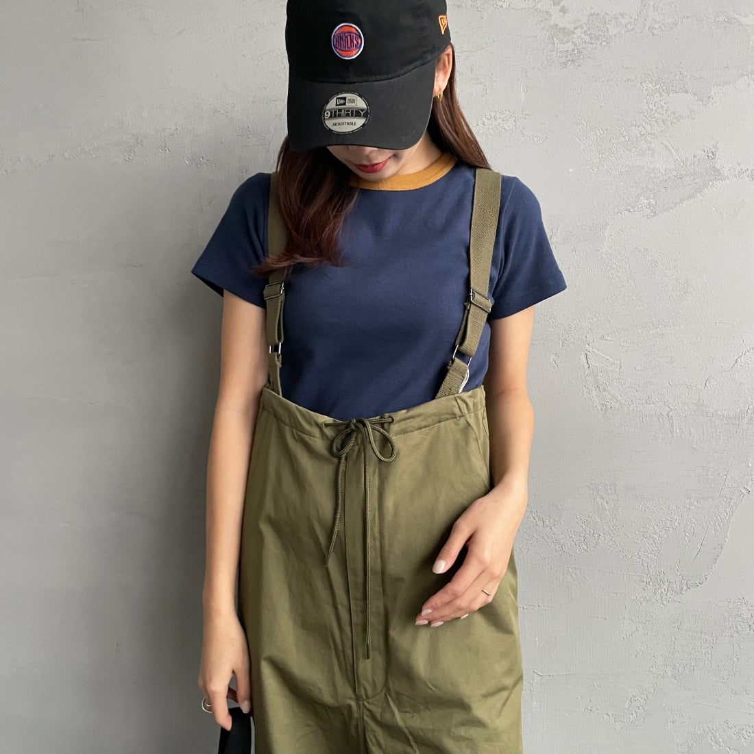 Noir Fabrik [ヌワールファブリック] コットンフライス 5分袖クルーネックTシャツ [IN-02SS] ﾈｲﾋﾞｰ/ﾍﾞｰｼ &&モデル身長：165cm 着用サイズ：0&&