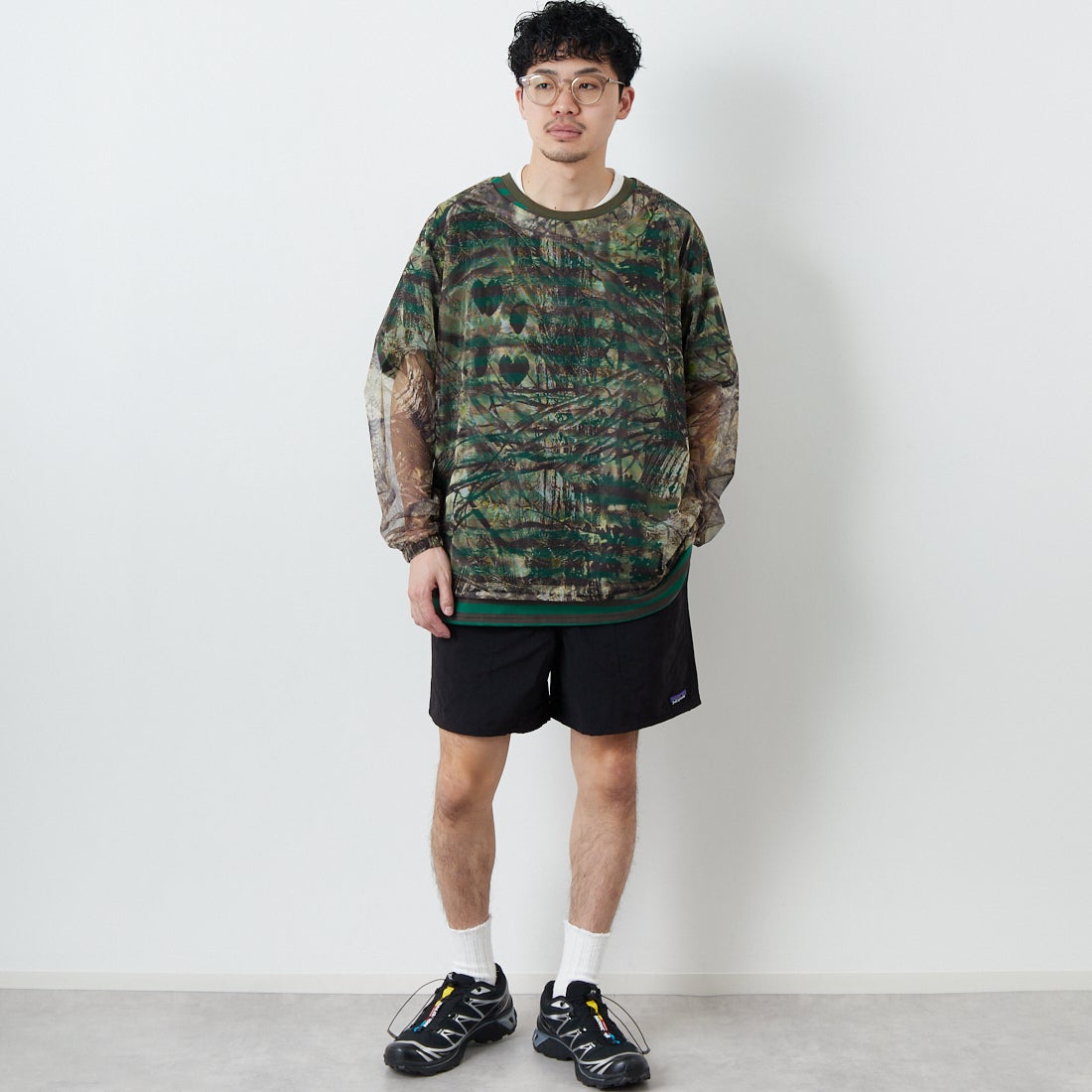 patagonia [パタゴニア] メンズ バギーズ ショーツ 5インチ [57022] BOB&&モデル身長：168cm 着用サイズ：M&&