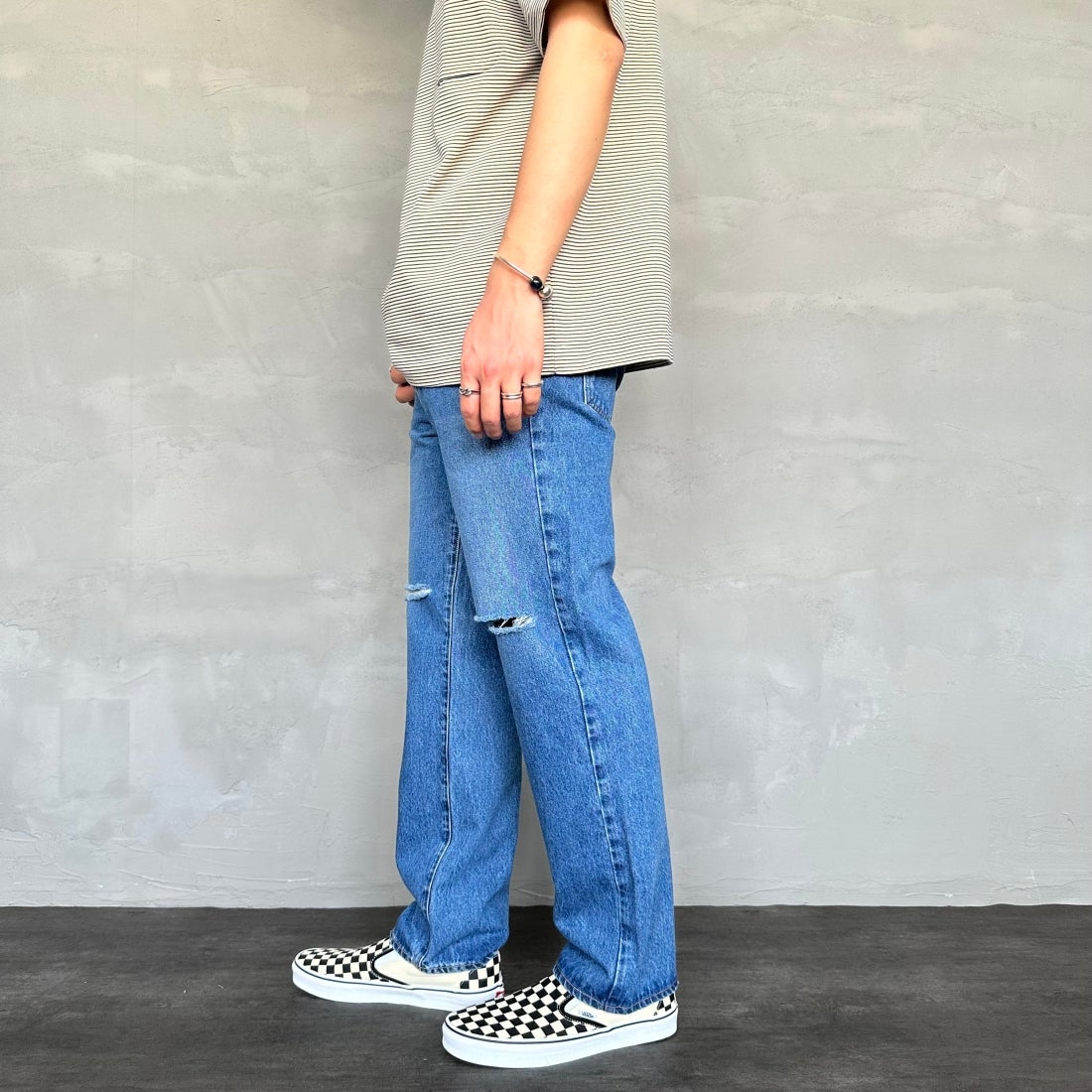 NEEDBY heritage [ニードバイヘリテージ] 別注 JOE ストレートデニム [JOE-JF] MBD &&モデル身長：173cm 着用サイズ：28&&