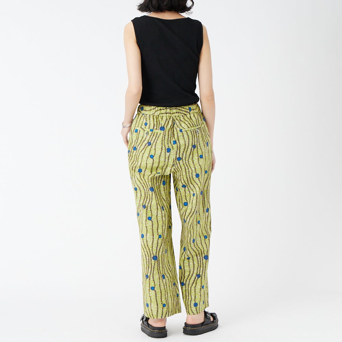 le glazik [ルグラジック] バティック柄プリント コットンイージーパンツ [LG-E0048BTK] LIME GREEN &&モデル身長：162cm 着用サイズ：34&&