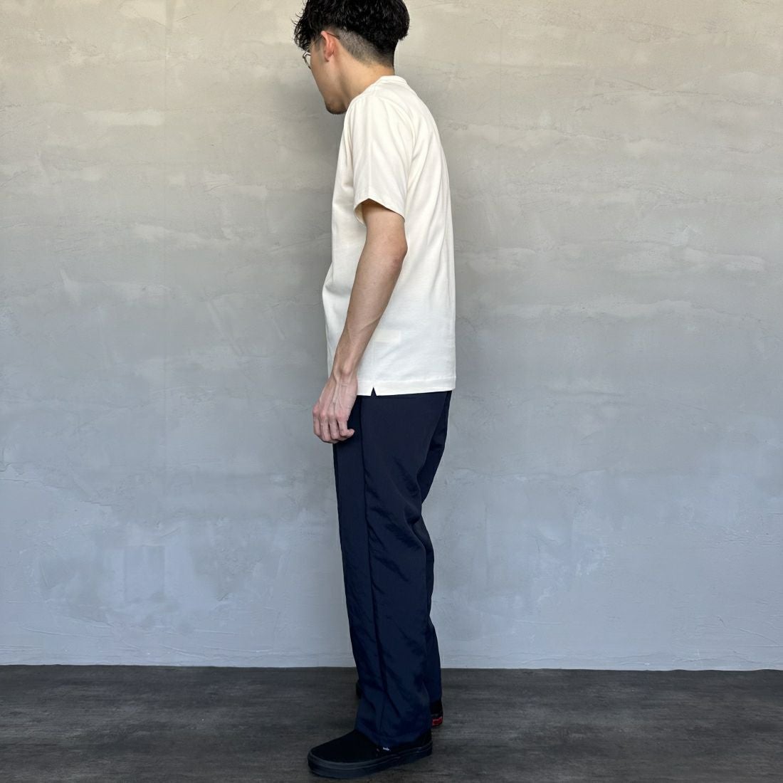 LACOSTE [ラコステ] クルーネックTシャツ [TH5582] XFJ ECRU &&モデル身長：168cm 着用サイズ：3&&