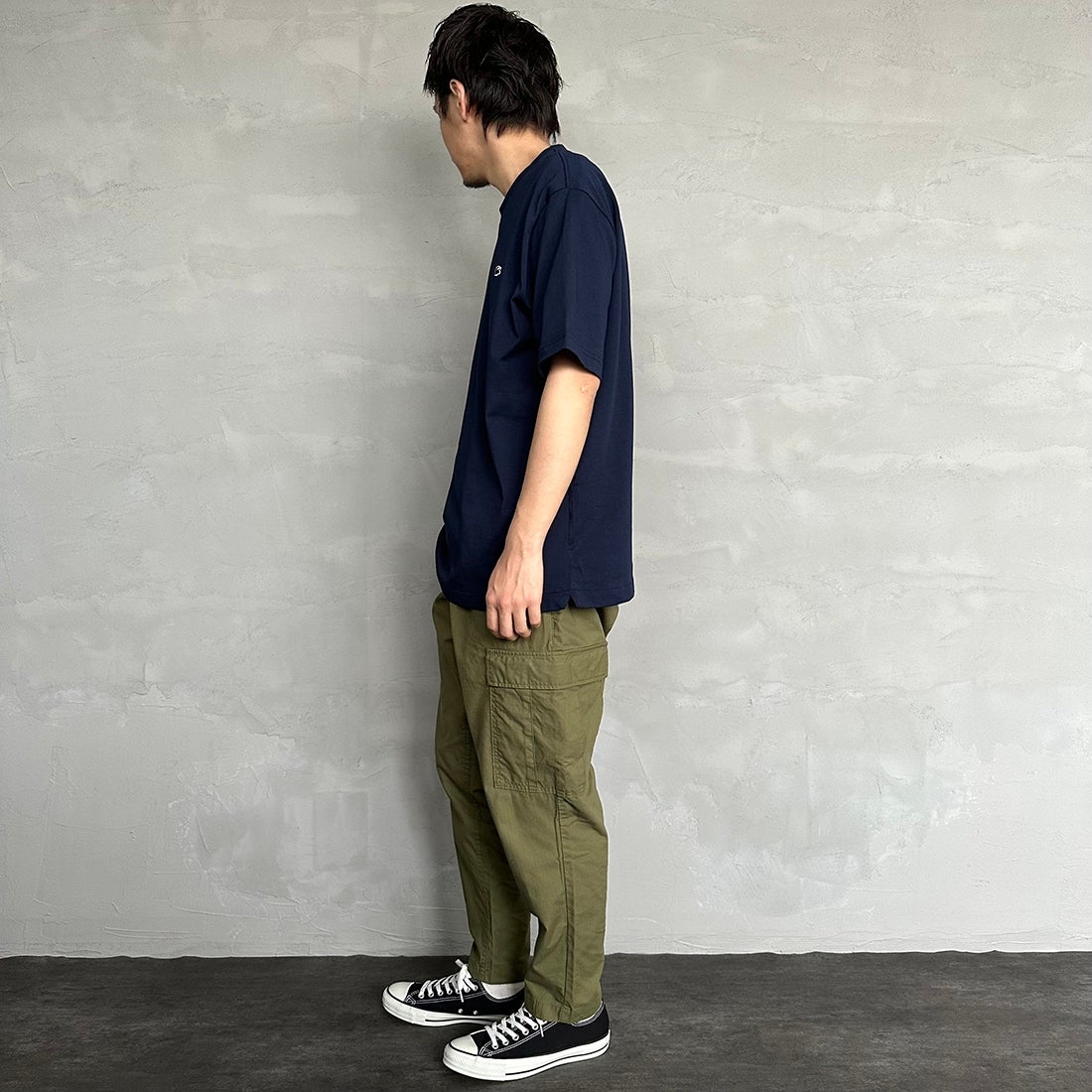 LACOSTE [ラコステ] クルーネックTシャツ [TH5582] 166 NAVY &&モデル身長：173cm 着用サイズ：6&&