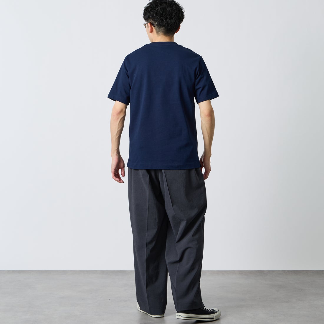 LACOSTE [ラコステ] クルーネックTシャツ [TH5582] 166 NAVY &&モデル身長：168cm 着用サイズ：3&&