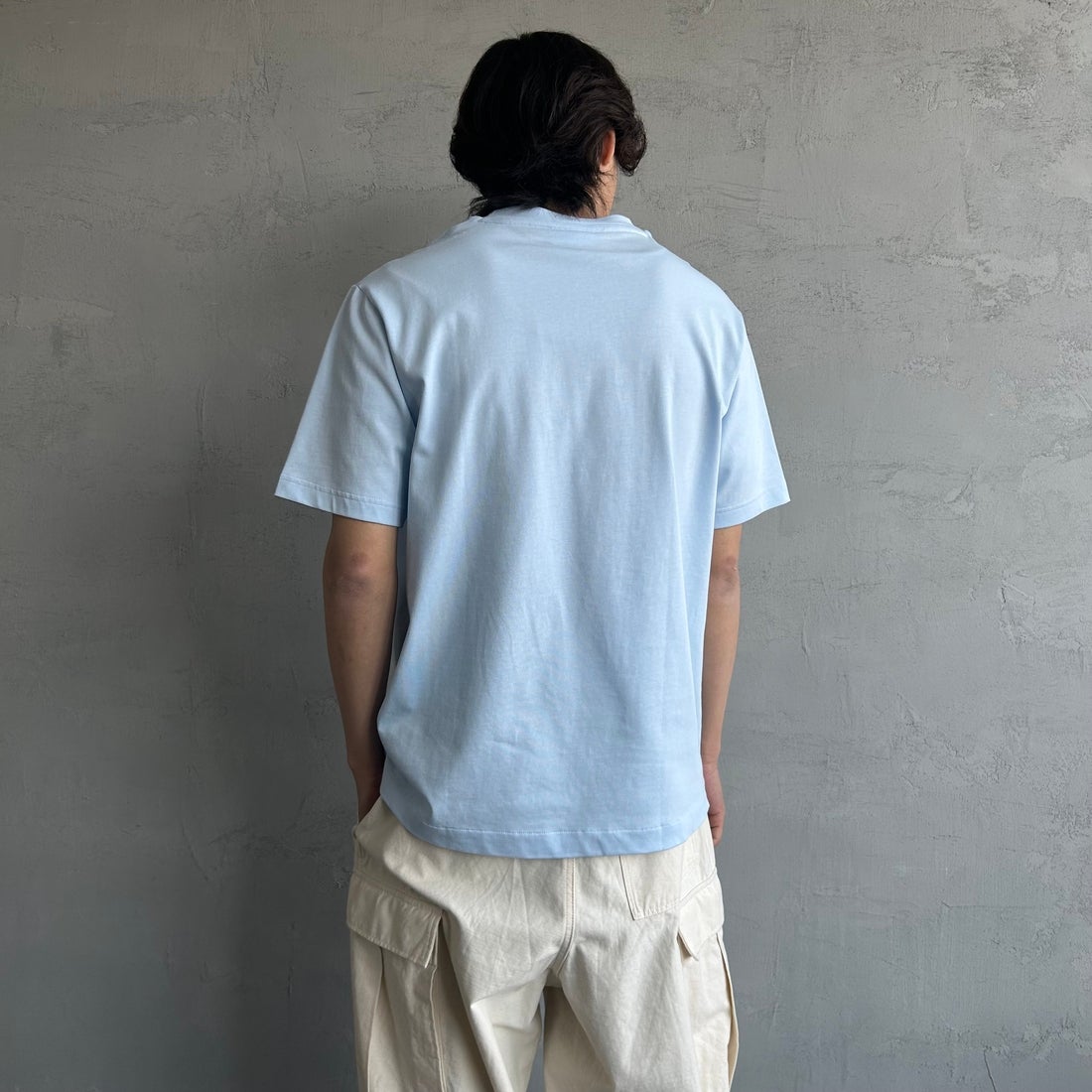 LACOSTE [ラコステ] クルーネックTシャツ [TH5582] T01 SAX &&モデル身長：179cm 着用サイズ：5&&