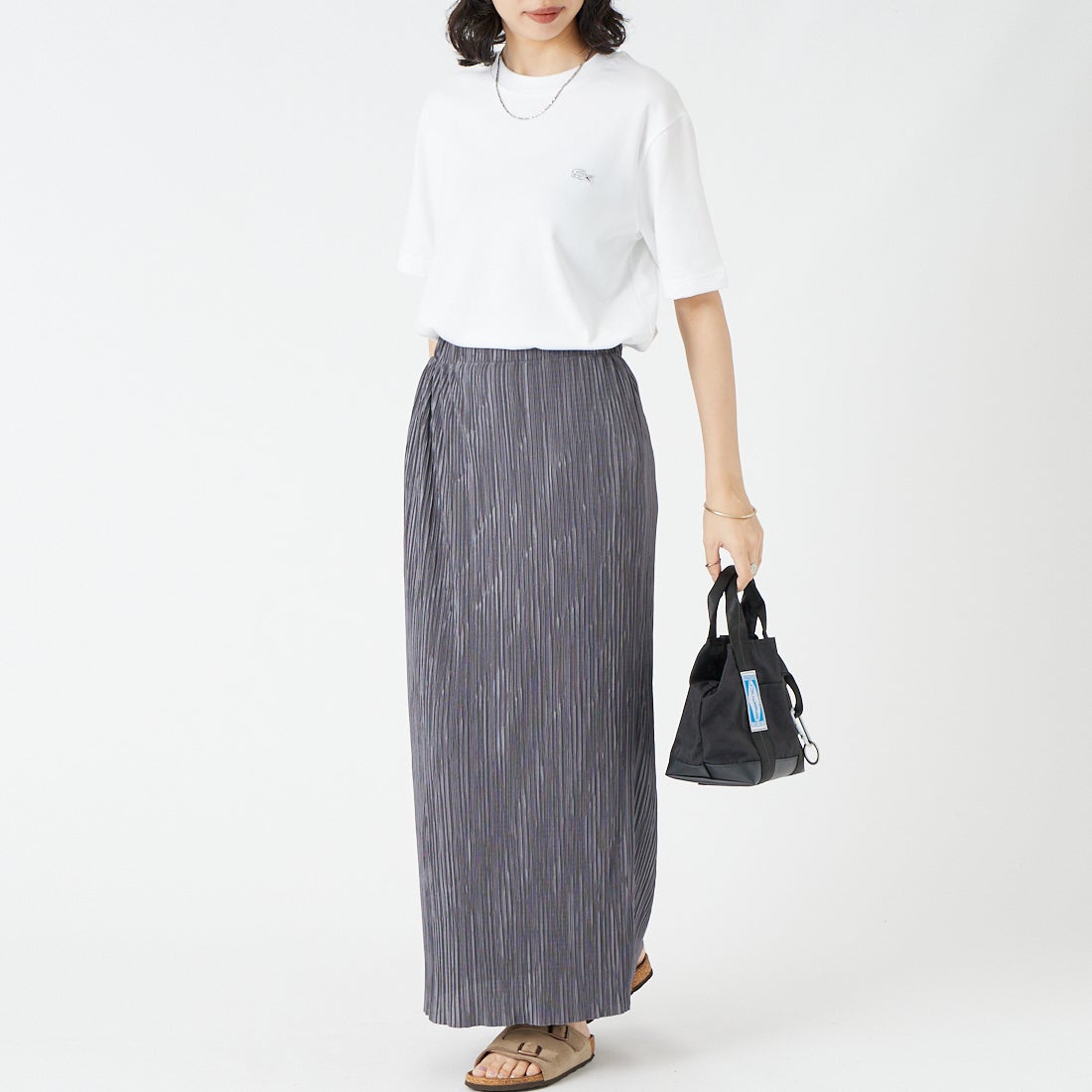 LACOSTE [ラコステ] クルーネックTシャツ [TH5582] 001 WHITE &&モデル身長：162cm 着用サイズ：2&&