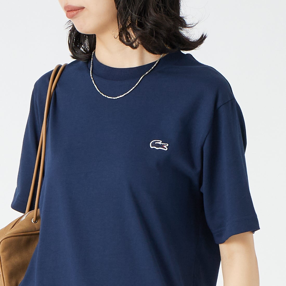 LACOSTE [ラコステ] クルーネックTシャツ [TH5582] 166 NAVY &&モデル身長：162cm 着用サイズ：2&&