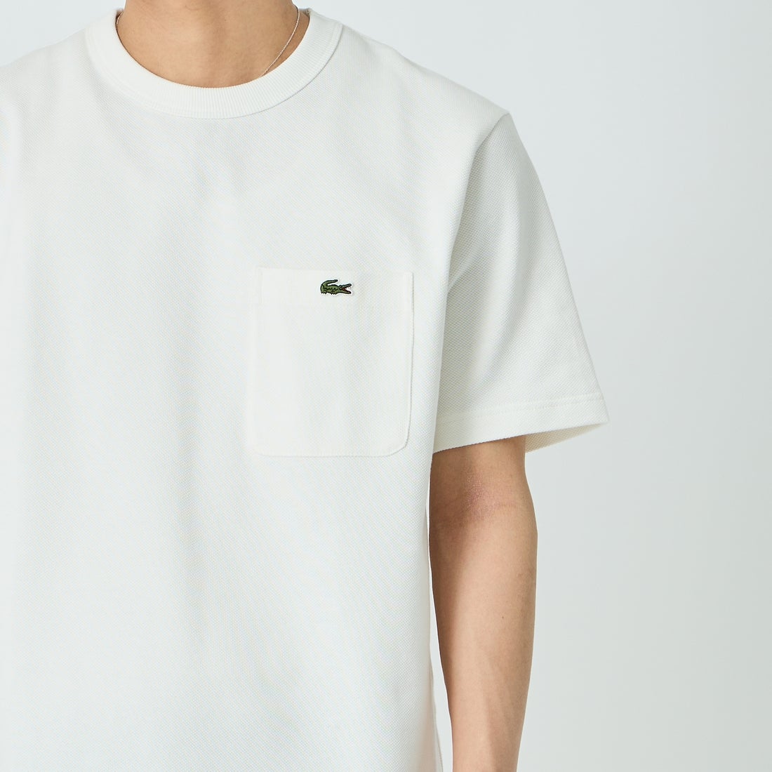 LACOSTE [ラコステ] ワンポイントロゴ 鹿の子ポケットTシャツ [TH4921] 70V WHITE