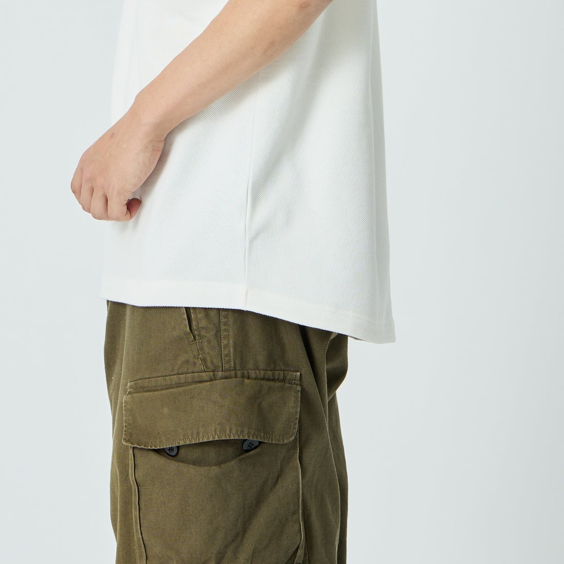 LACOSTE [ラコステ] ワンポイントロゴ 鹿の子ポケットTシャツ [TH4921] 70V WHITE