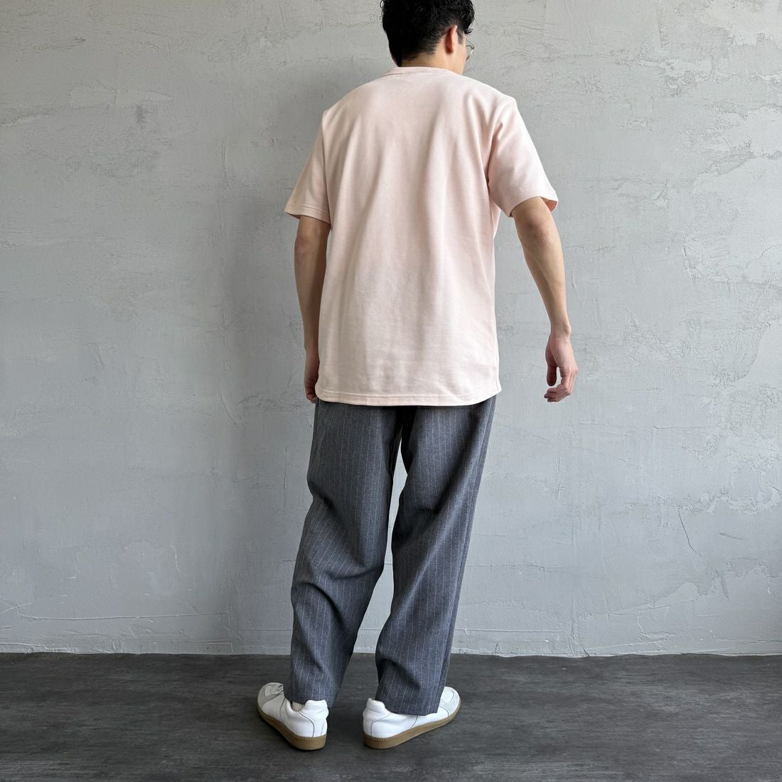 LACOSTE [ラコステ] ワンポイントロゴ 鹿の子ポケットTシャツ [TH4921] HCZ L.PINK &&モデル身長：168cm 着用サイズ：4&&