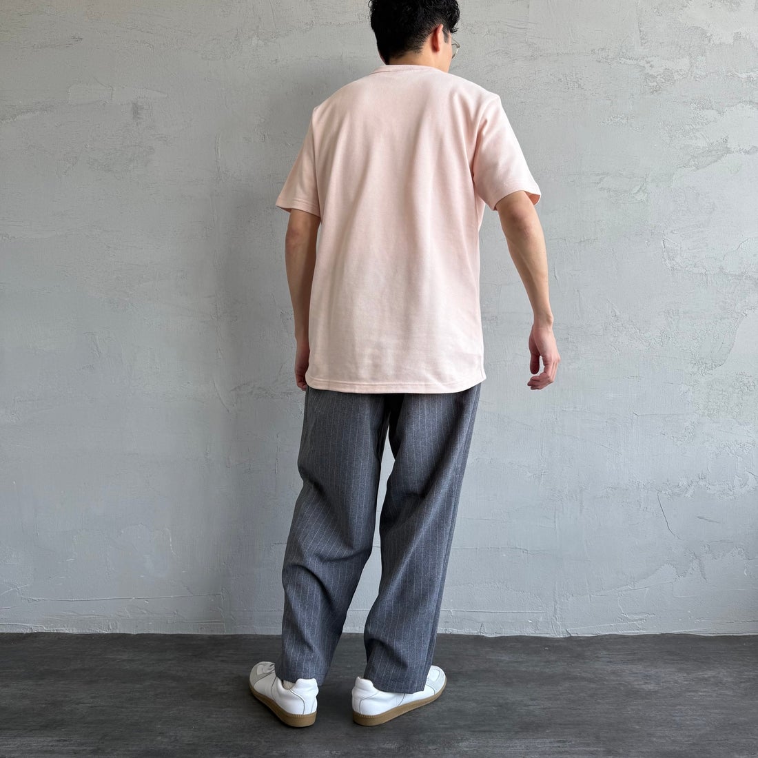 LACOSTE [ラコステ] ワンポイントロゴ 鹿の子ポケットTシャツ [TH4921] HCZ L.PINK &&モデル身長：168cm 着用サイズ：4&&