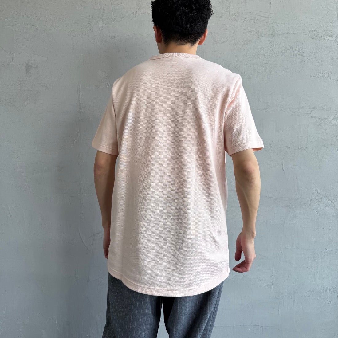 LACOSTE [ラコステ] ワンポイントロゴ 鹿の子ポケットTシャツ [TH4921] HCZ L.PINK &&モデル身長：168cm 着用サイズ：4&&