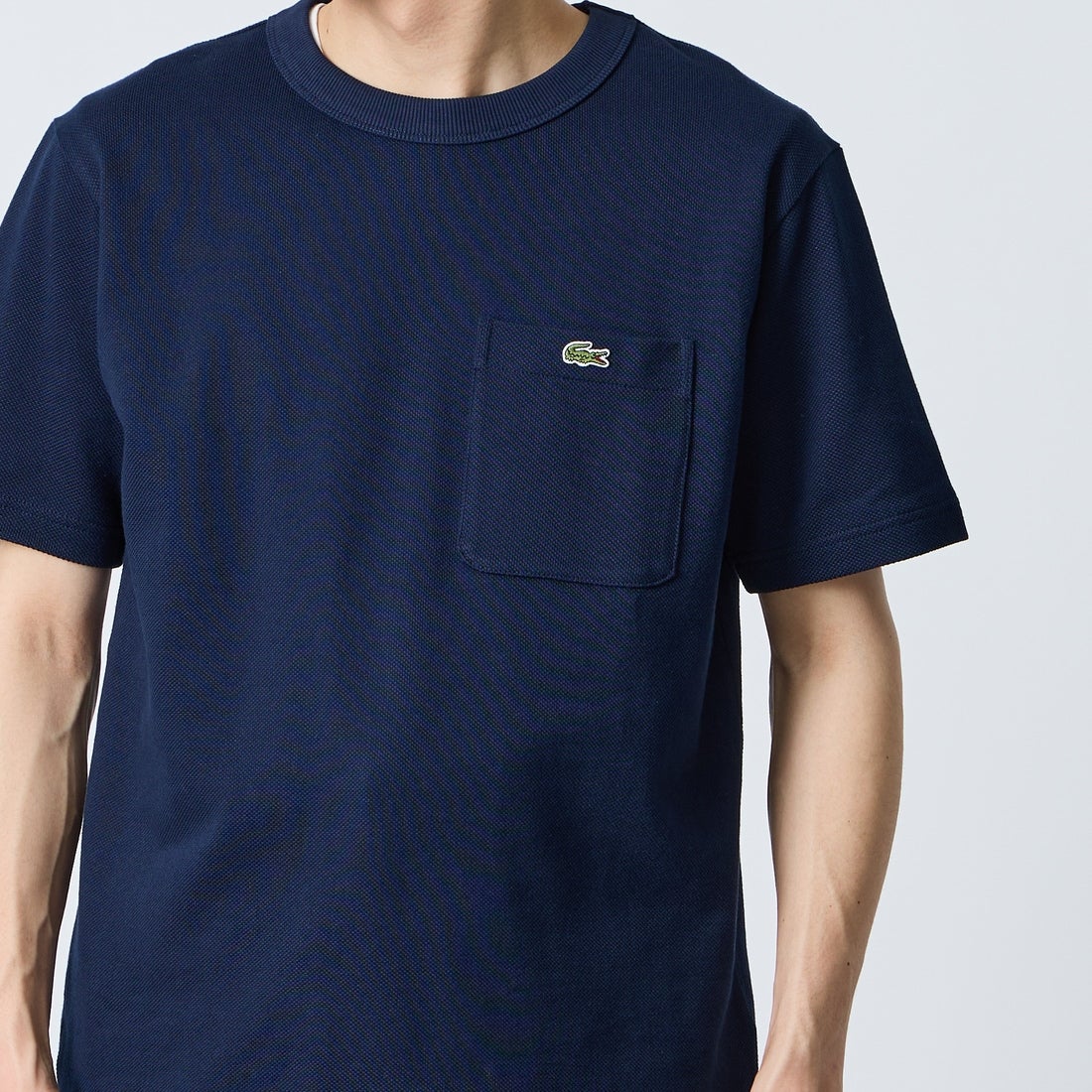 LACOSTE [ラコステ] ワンポイントロゴ 鹿の子ポケットTシャツ [TH4921] 166 NAVY B