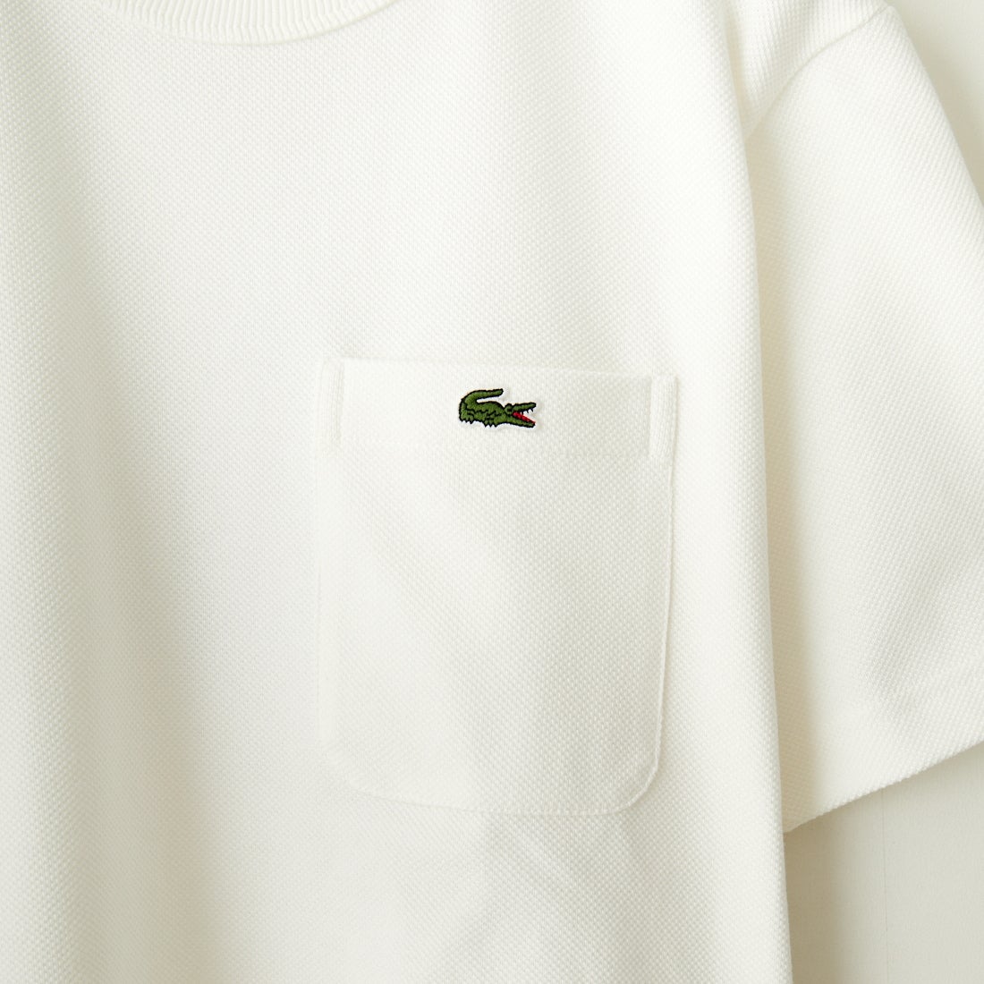LACOSTE [ラコステ] ワンポイントロゴ 鹿の子ポケットTシャツ [TH4921] 70V WHITE