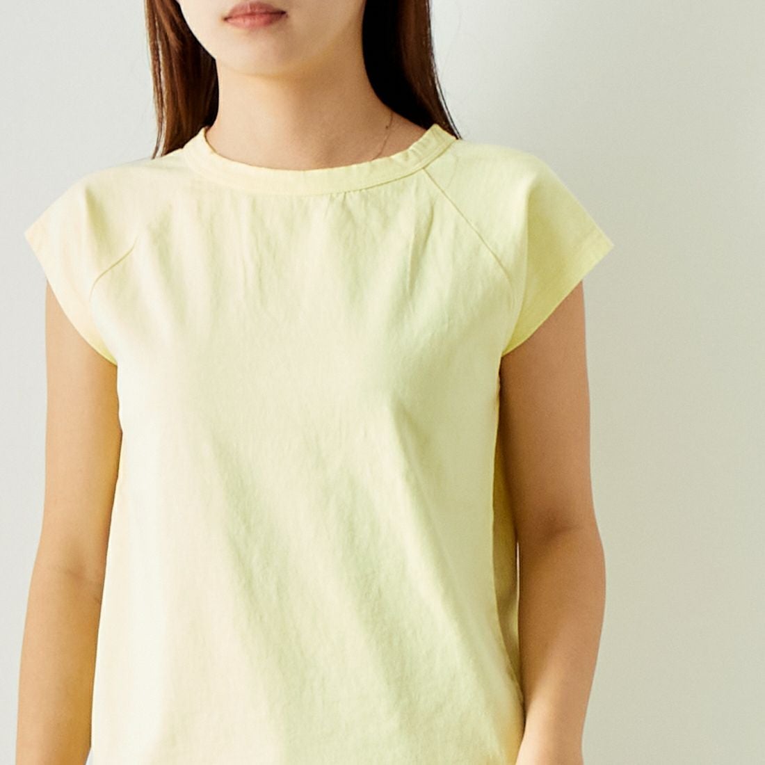 Jf Ready Made [ジェイエフレディメイド] USコットン ラグランフレンチスリーブTシャツ [JFS-C012] LIME &&モデル身長：167cm 着用サイズ：1&&
