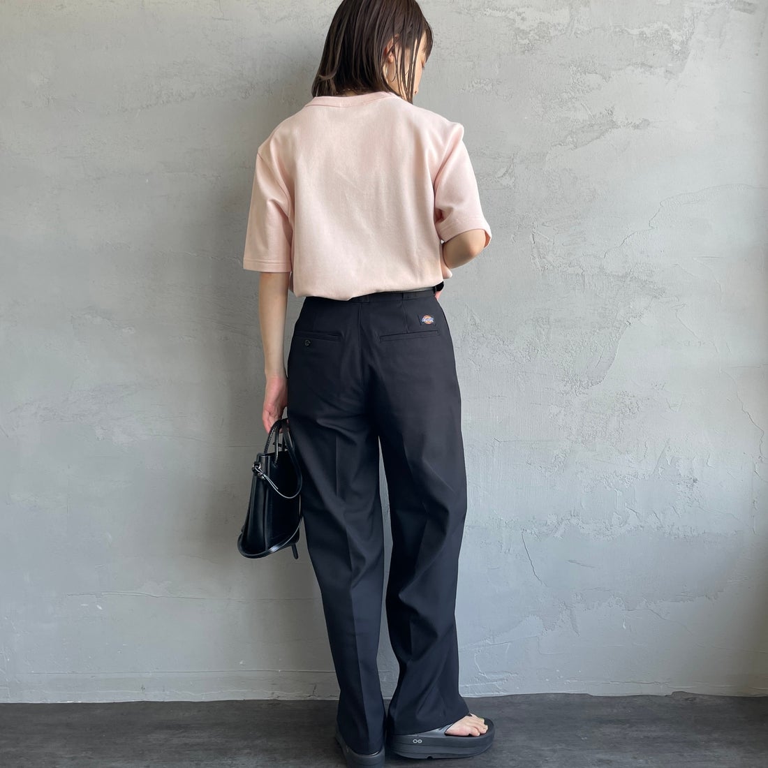 LACOSTE [ラコステ] ワンポイントロゴ 鹿の子ポケットTシャツ [TH4921] HCZ L.PINK &&モデル身長：158cm 着用サイズ：2&&