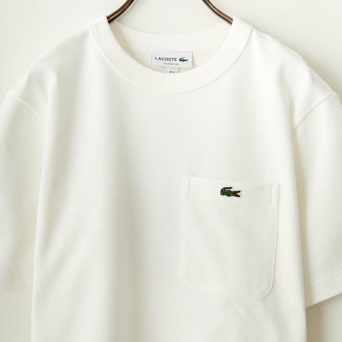 LACOSTE [ラコステ] ワンポイントロゴ 鹿の子ポケットTシャツ [TH4921] 70V WHITE