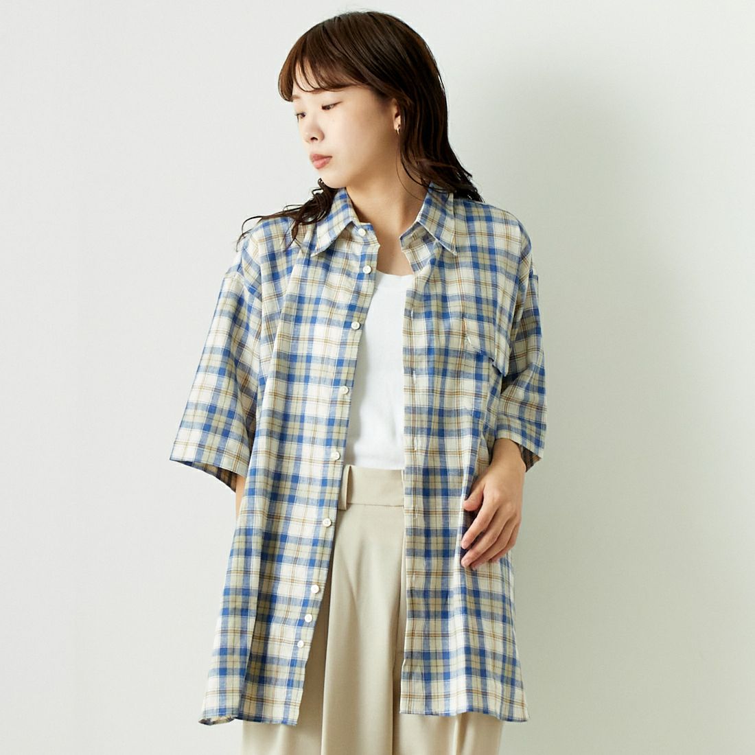 L53BLP BLU&&モデル身長：167cm 着用サイズ：F&&