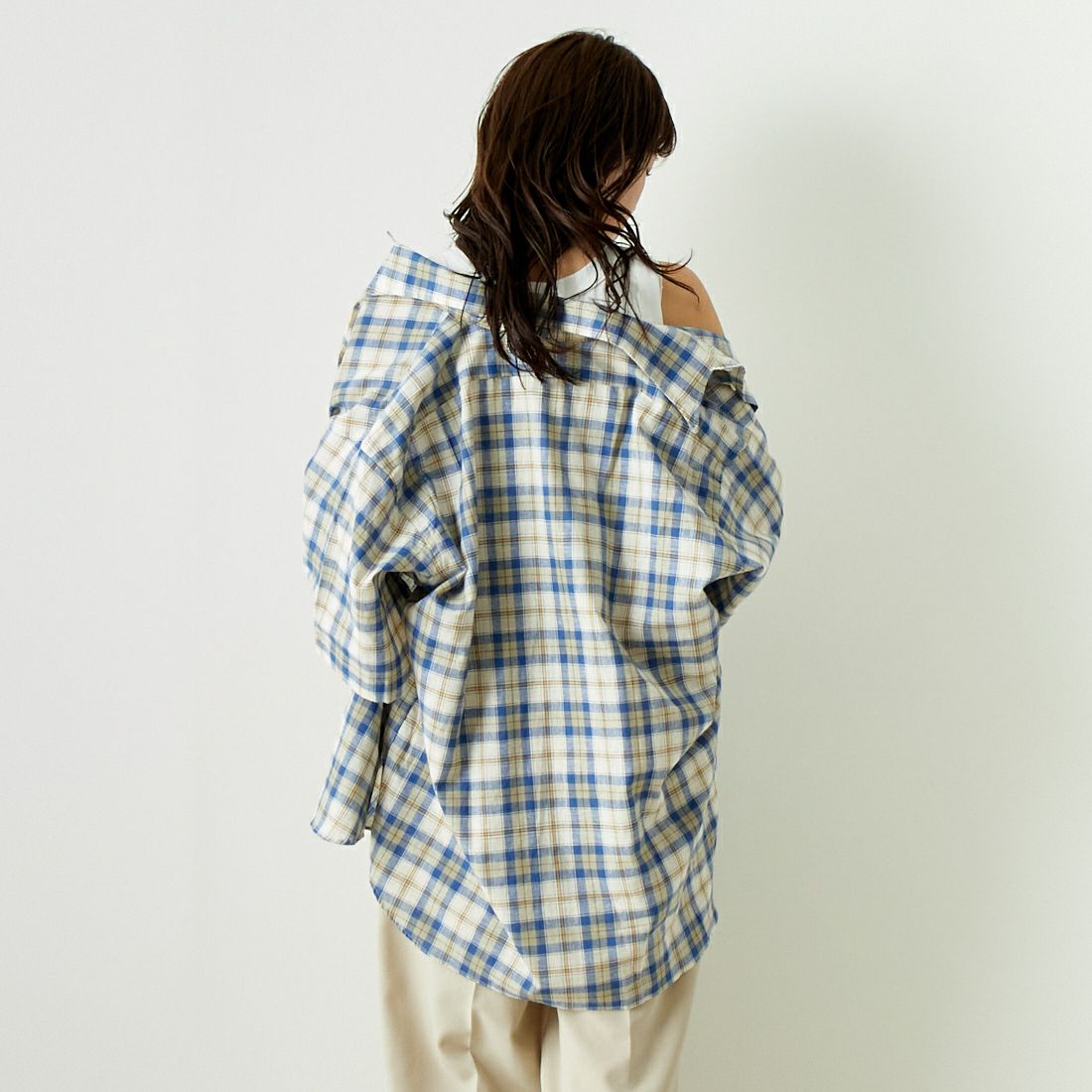 INDIVIDUALIZED SHIRTS [インディビジュアライズド シャツ] 別注 カバナシャツ [IS200016000-L-JF] L53BLP BLU &&モデル身長：167cm 着用サイズ：F&&