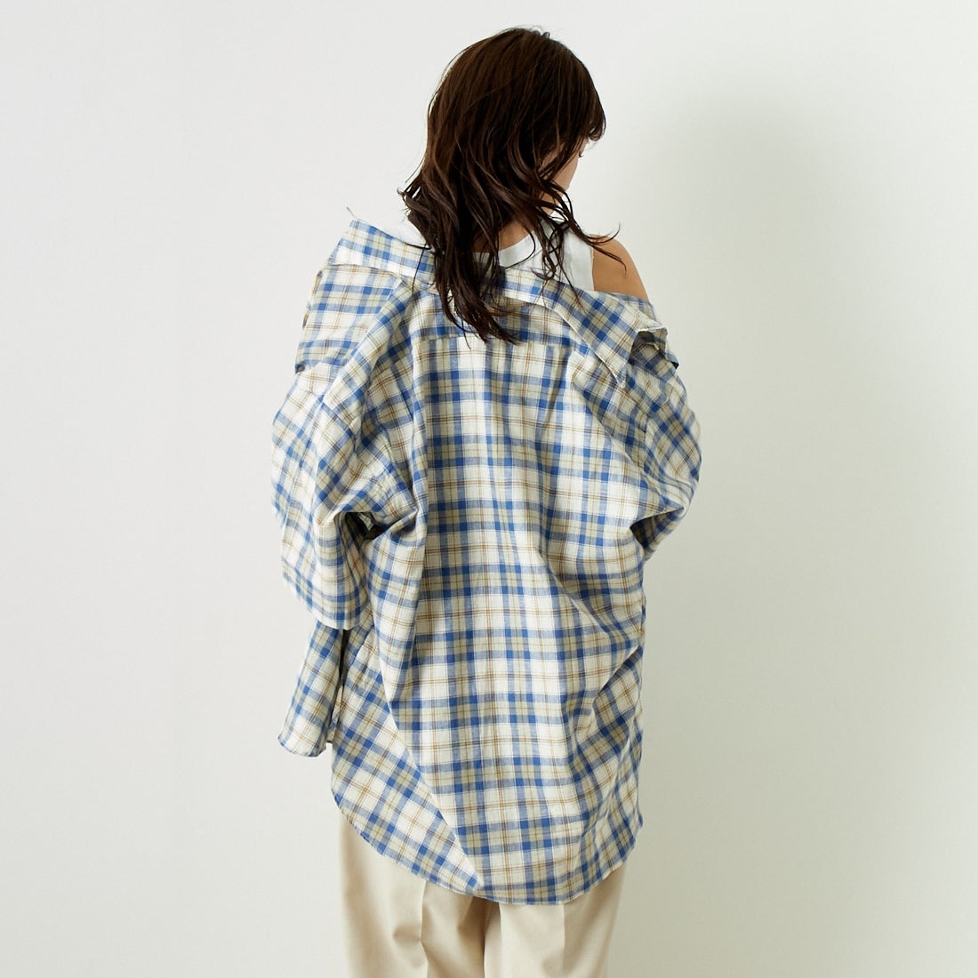 INDIVIDUALIZED SHIRTS [インディビジュアライズド シャツ] 別注 カバナシャツ [IS200016000-L-JF] L53BLP BLU &&モデル身長：167cm 着用サイズ：F&&